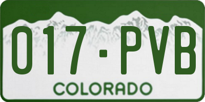 CO license plate 017PVB