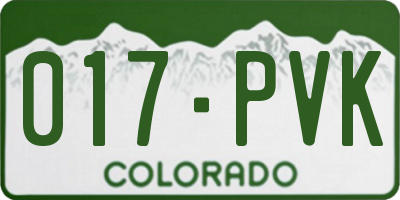 CO license plate 017PVK