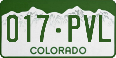CO license plate 017PVL