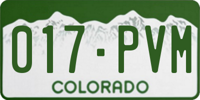 CO license plate 017PVM