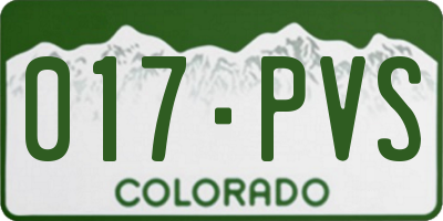 CO license plate 017PVS