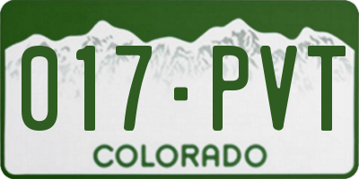 CO license plate 017PVT