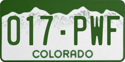 CO license plate 017PWF