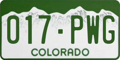 CO license plate 017PWG