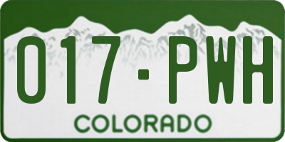 CO license plate 017PWH
