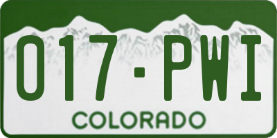 CO license plate 017PWI
