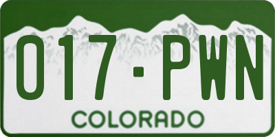 CO license plate 017PWN