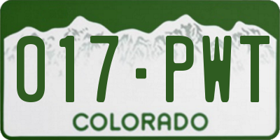 CO license plate 017PWT