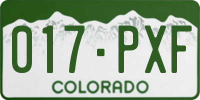 CO license plate 017PXF