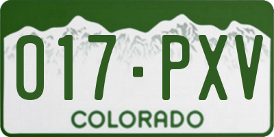 CO license plate 017PXV