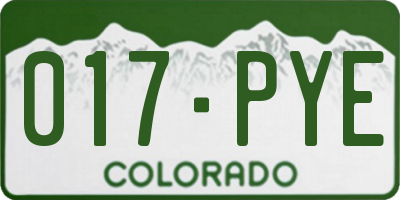CO license plate 017PYE