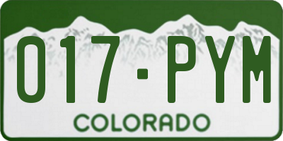 CO license plate 017PYM