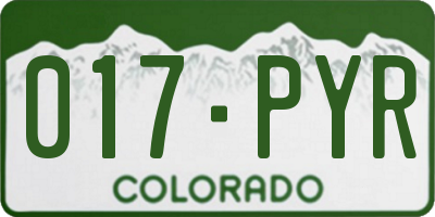CO license plate 017PYR