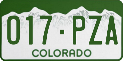 CO license plate 017PZA