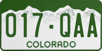 CO license plate 017QAA