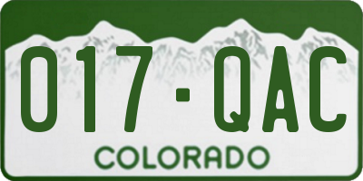CO license plate 017QAC