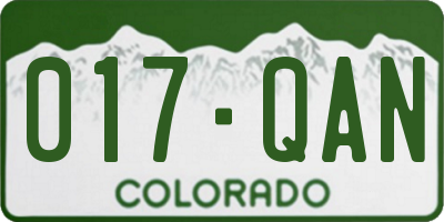 CO license plate 017QAN