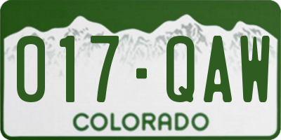 CO license plate 017QAW