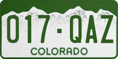 CO license plate 017QAZ