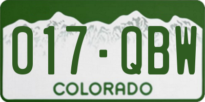 CO license plate 017QBW