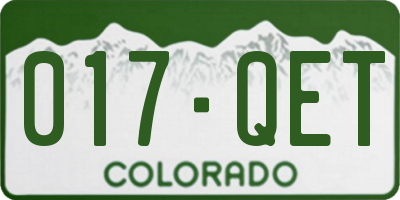 CO license plate 017QET