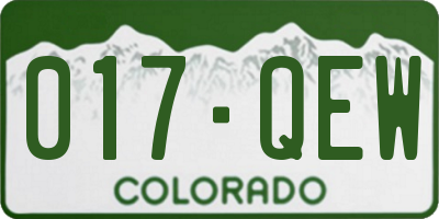 CO license plate 017QEW