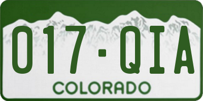 CO license plate 017QIA