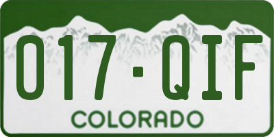 CO license plate 017QIF