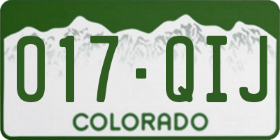 CO license plate 017QIJ