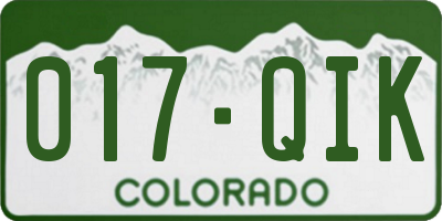 CO license plate 017QIK