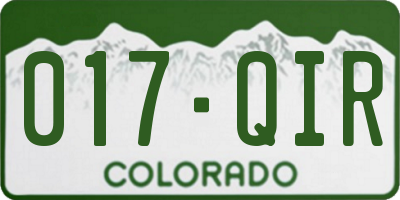CO license plate 017QIR
