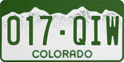CO license plate 017QIW