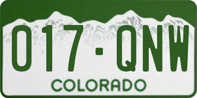 CO license plate 017QNW