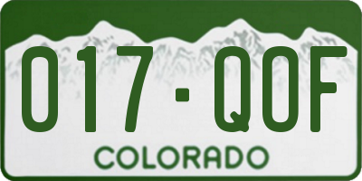 CO license plate 017QOF