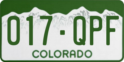 CO license plate 017QPF