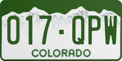 CO license plate 017QPW