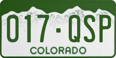 CO license plate 017QSP