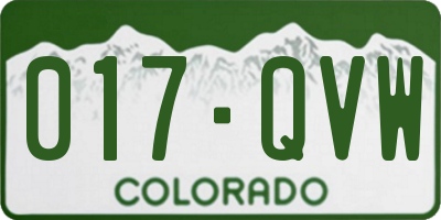CO license plate 017QVW