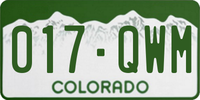 CO license plate 017QWM