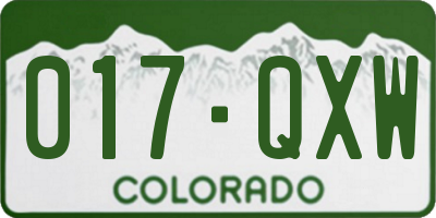 CO license plate 017QXW