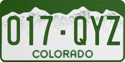 CO license plate 017QYZ