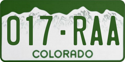 CO license plate 017RAA