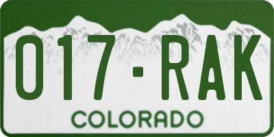 CO license plate 017RAK