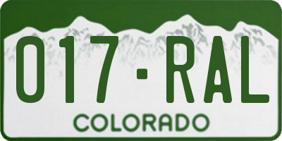 CO license plate 017RAL