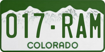 CO license plate 017RAM