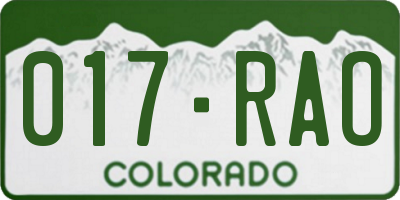 CO license plate 017RAO