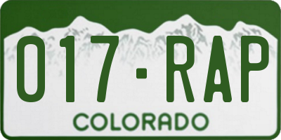 CO license plate 017RAP