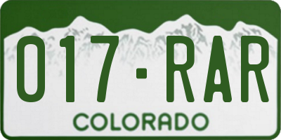 CO license plate 017RAR