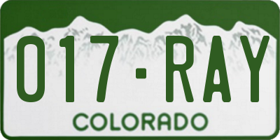 CO license plate 017RAY