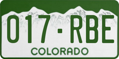 CO license plate 017RBE